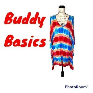 Buddy Basics Tie Dye V-Neck Pocho Style Top